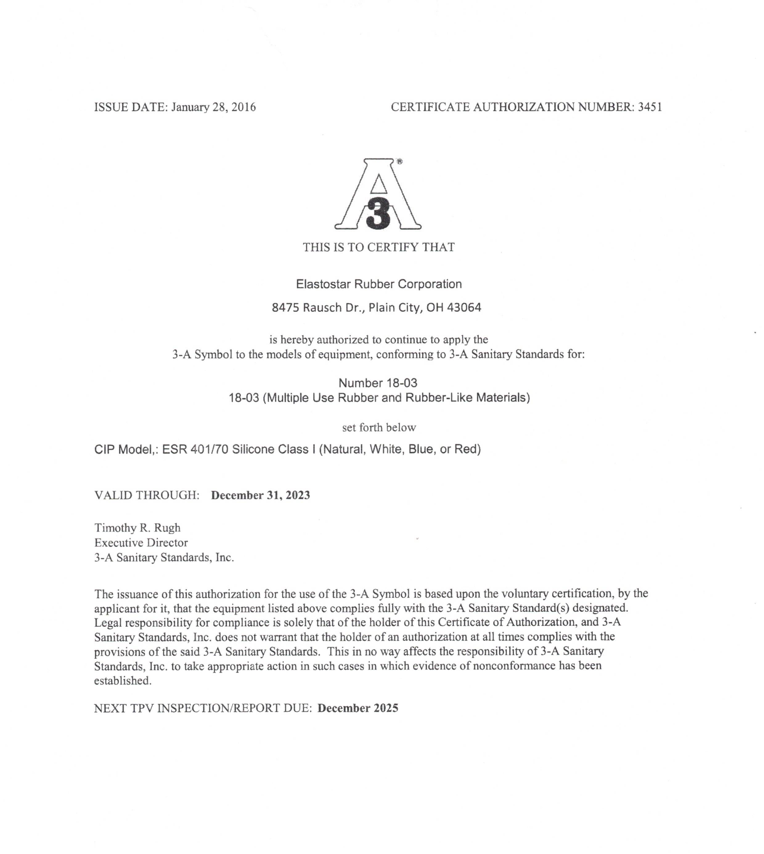 3-a sanitary certification