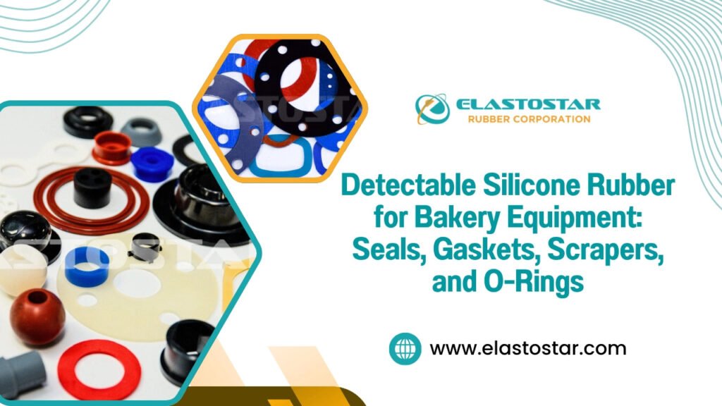 Detectable silicone rubber for bakery equipment: seals, gaskets, scrapers, and o-rings